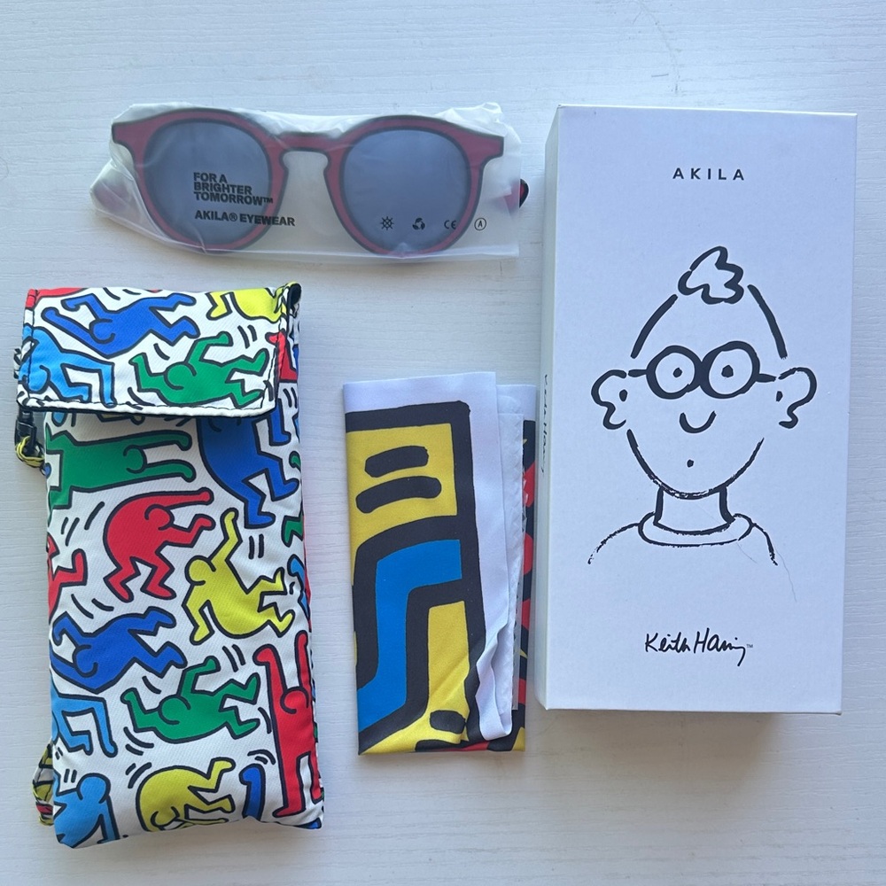 Akila x Keith Haring Round Sunglasses in Red